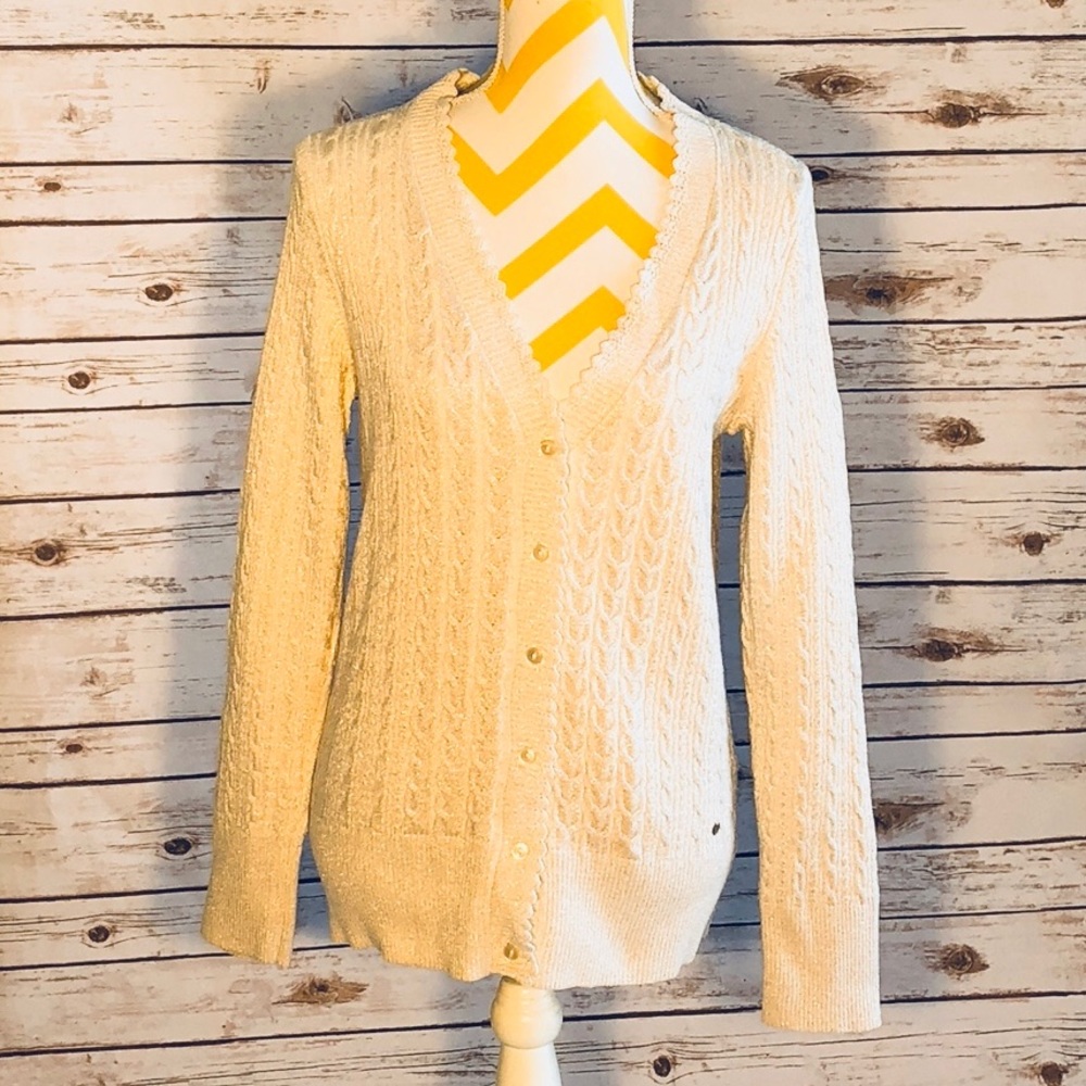 NWT Eddie Bauer sparkly gold cardigan - Picture 1 of 5